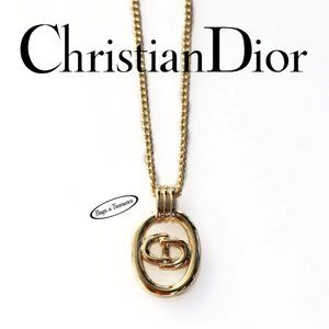 ✨Vintage Christian Dior CD Oval Logo Pendant Necklace | New Old Stock | Wi